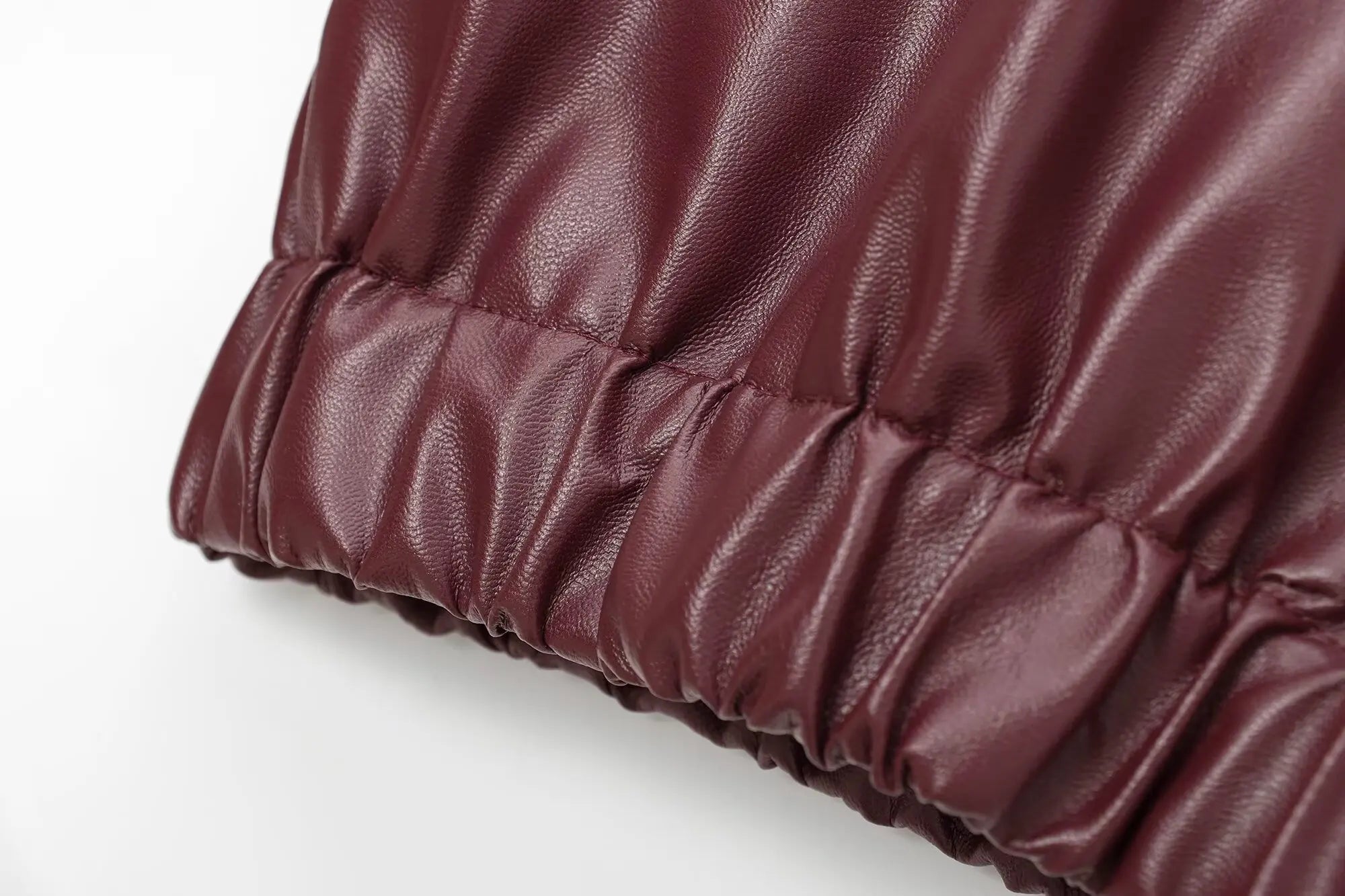 Trafza vinho vermelho couro falso jakcet moda outerwear engrossar zíper lapela casacos do plutônio outono inverno streetwear senhoras topos feminino