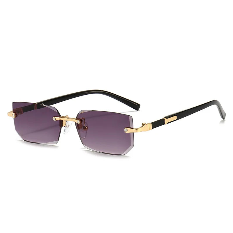 Óculos de sol sem aro para homens e mulheres, tons pequenos, óculos quadrados, viagem de verão, moda popular, feminino, masculino