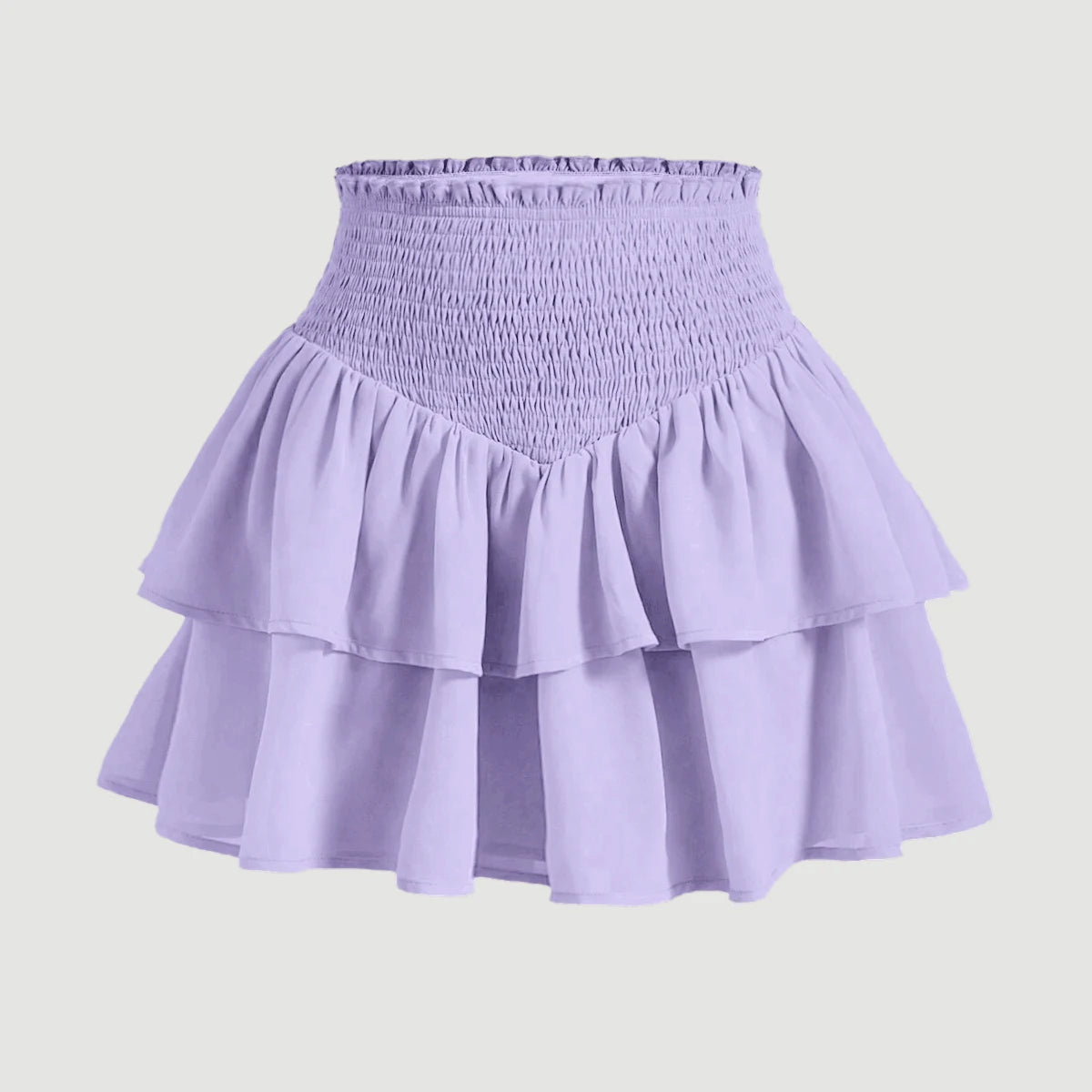 Mia Muse Minissaia feminina de cintura alta, peplum em camadas, casual, todas as estações, básica, sólida, formal, acampanada, linha A