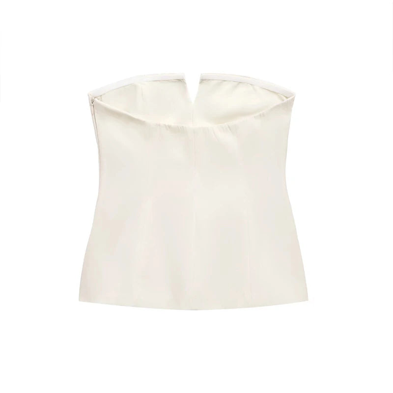 Elegante fora do ombro recortado tubo topos feminino fino sem costas sem mangas colete feminino 2025 verão senhora escritório sólido espartilho tanques novo
