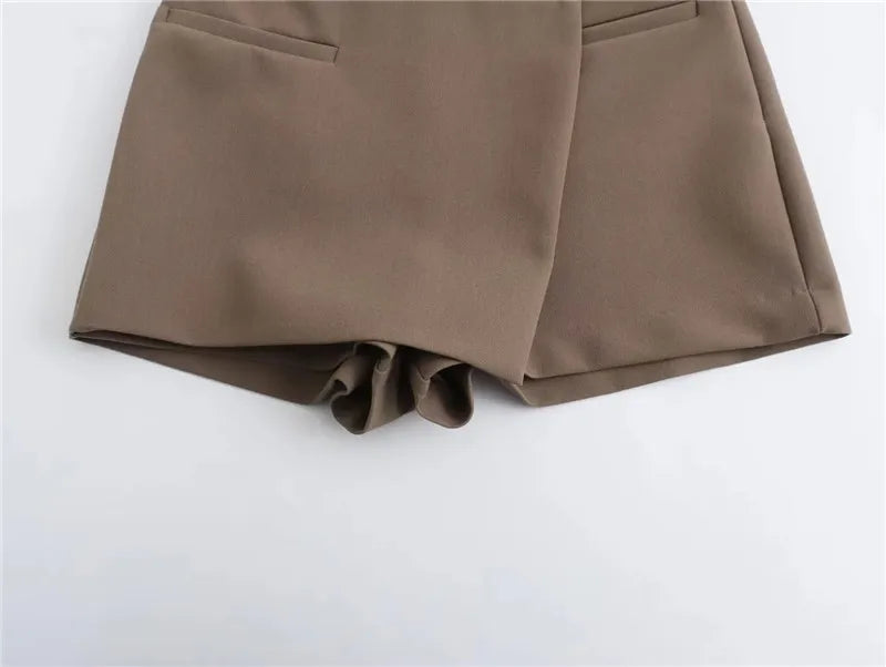 Traf assimétrico feminino skort cintura alta mini saia shorts mulher outono saias curtas para mulher chique e elegante saia