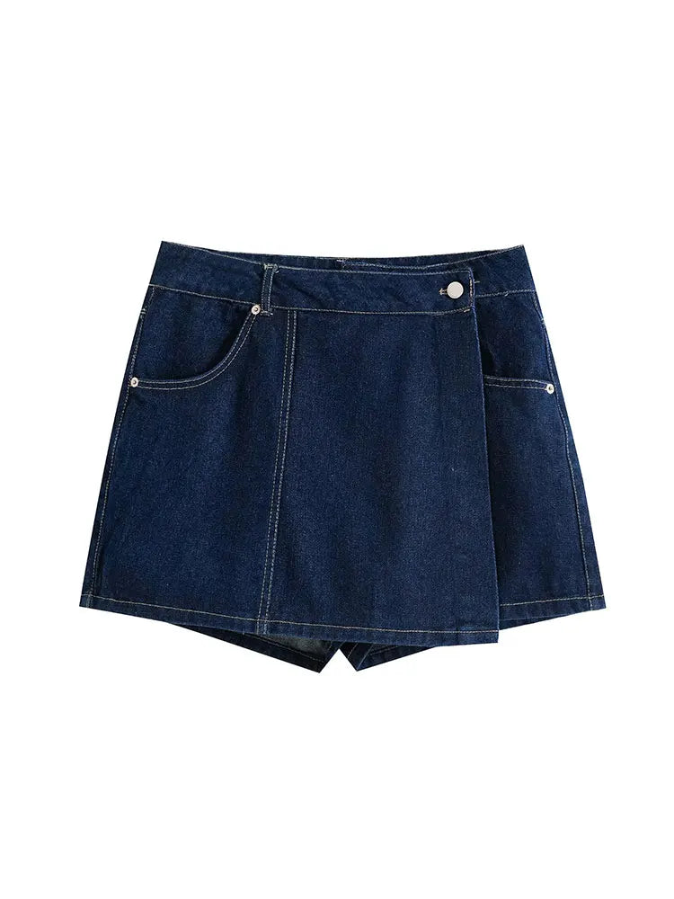 Traf 2025 conjuntos casuais femininos de verão moda mini saias shorts conjuntos denim camisa curta conjuntos superiores para mulheres rua roupa feminina
