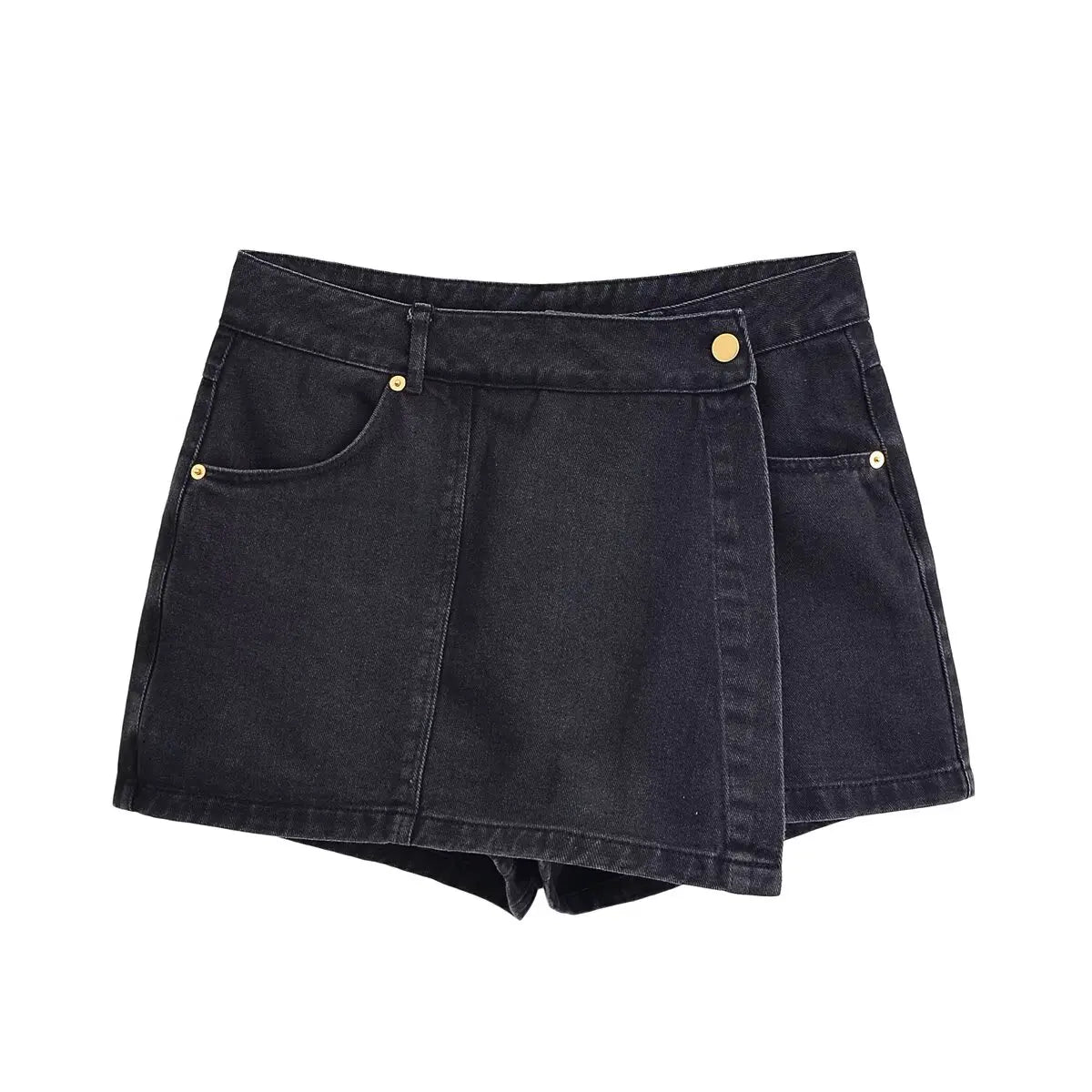 Traf 2025 conjuntos casuais femininos de verão moda mini saias shorts conjuntos denim camisa curta conjuntos superiores para mulheres rua roupa feminina