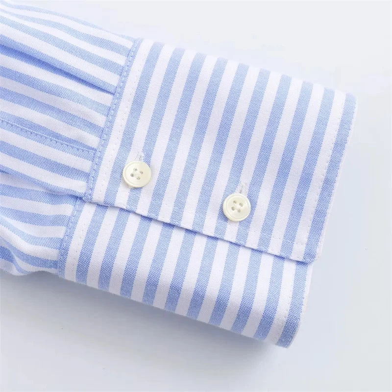 Traf oxford camisa branca mulher assimétrica azul listrado blusas de manga longa para mulher 2024 casual camisas básicas mulher verão topo
