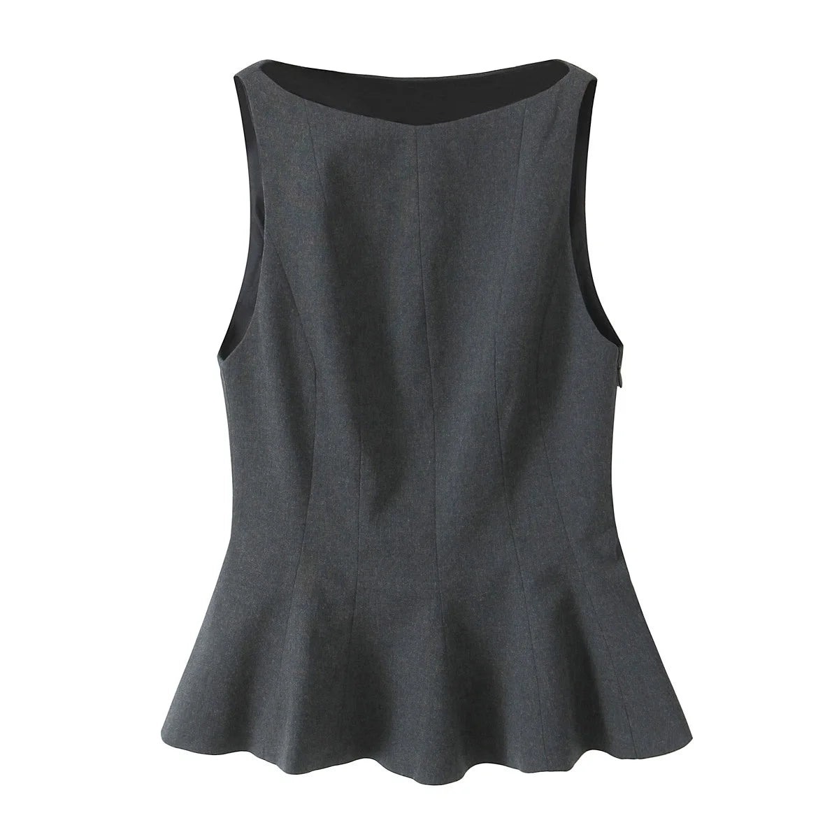 Trafza nova moda feminina simples empilhados decorativos fino ajuste 3 cores topo feminino elegante em torno do pescoço sem mangas plissado zíper topo
