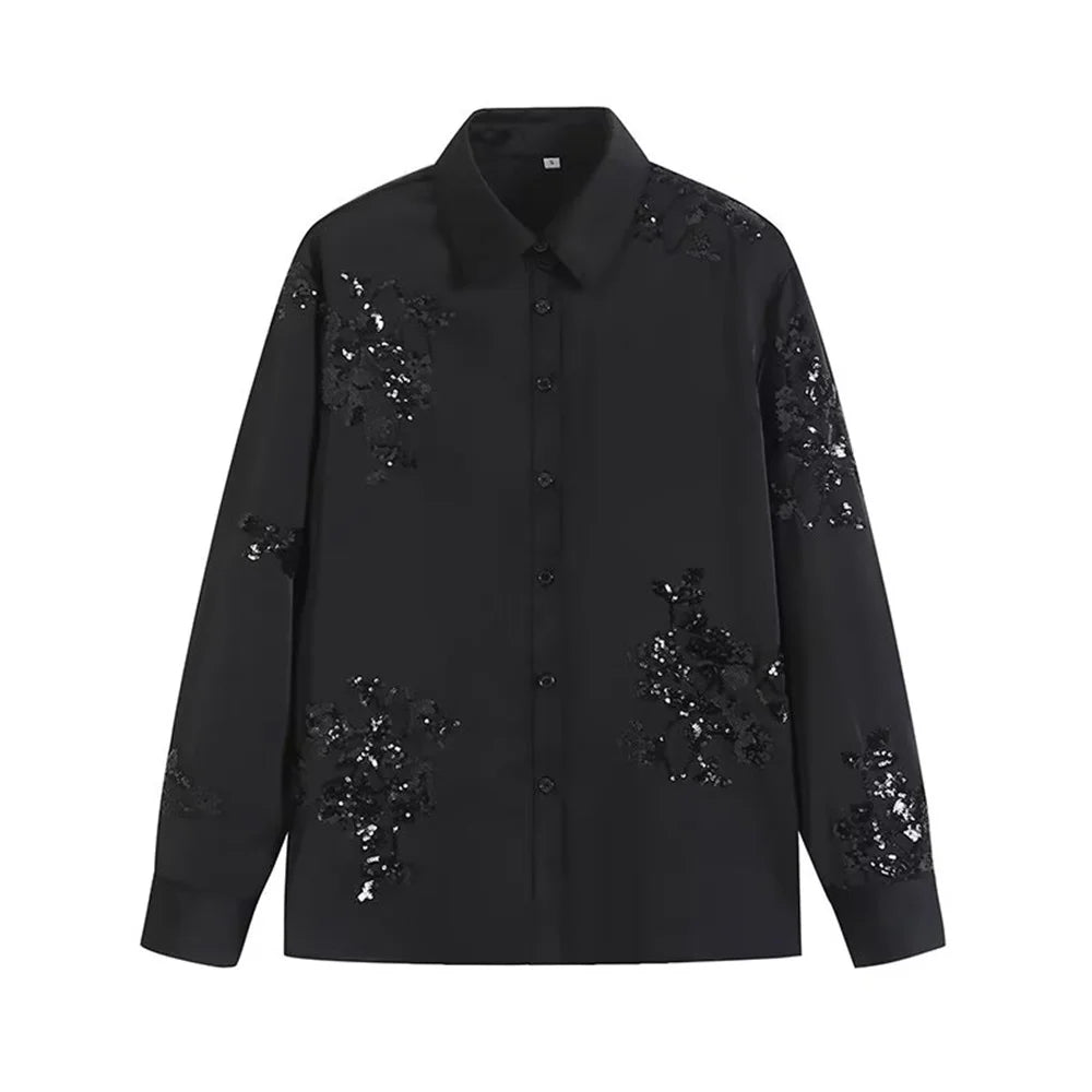 2024 Zarb Primavera Verão Novas Mulheres Desgaste Europeu e Americano Indústria Pesada Conjunto de Camisa e Calça Bordados