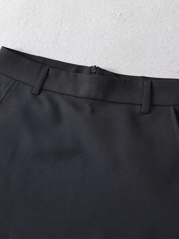 Mooyufon moda feminina sólida volta zíper a linha mini saia vintage cintura alta feminino chique senhora saias
