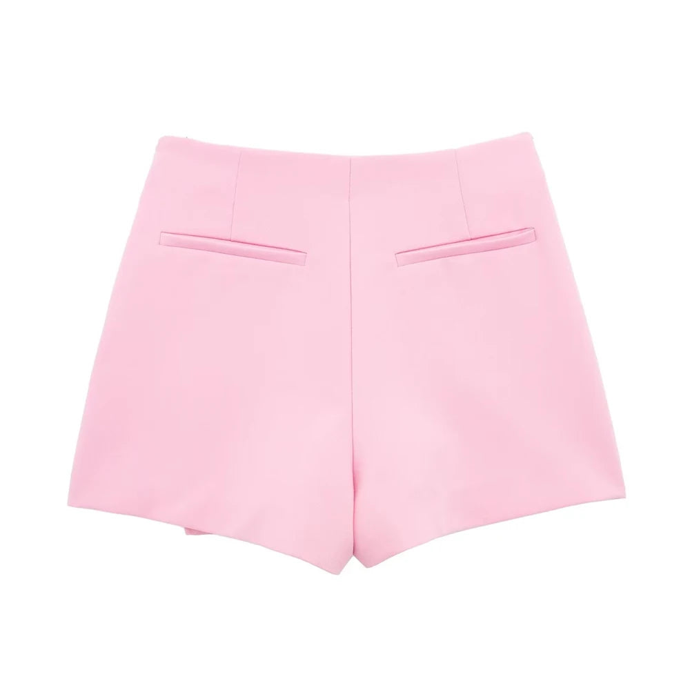 Trza moda feminina assimétrica pareo estilo auto sobreposição shorts saias vintage cintura alta zíper lateral feminino skort mujer