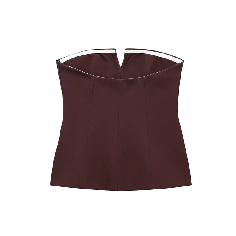 Elegante fora do ombro recortado tubo topos feminino fino sem costas sem mangas colete feminino 2025 verão senhora escritório sólido espartilho tanques novo