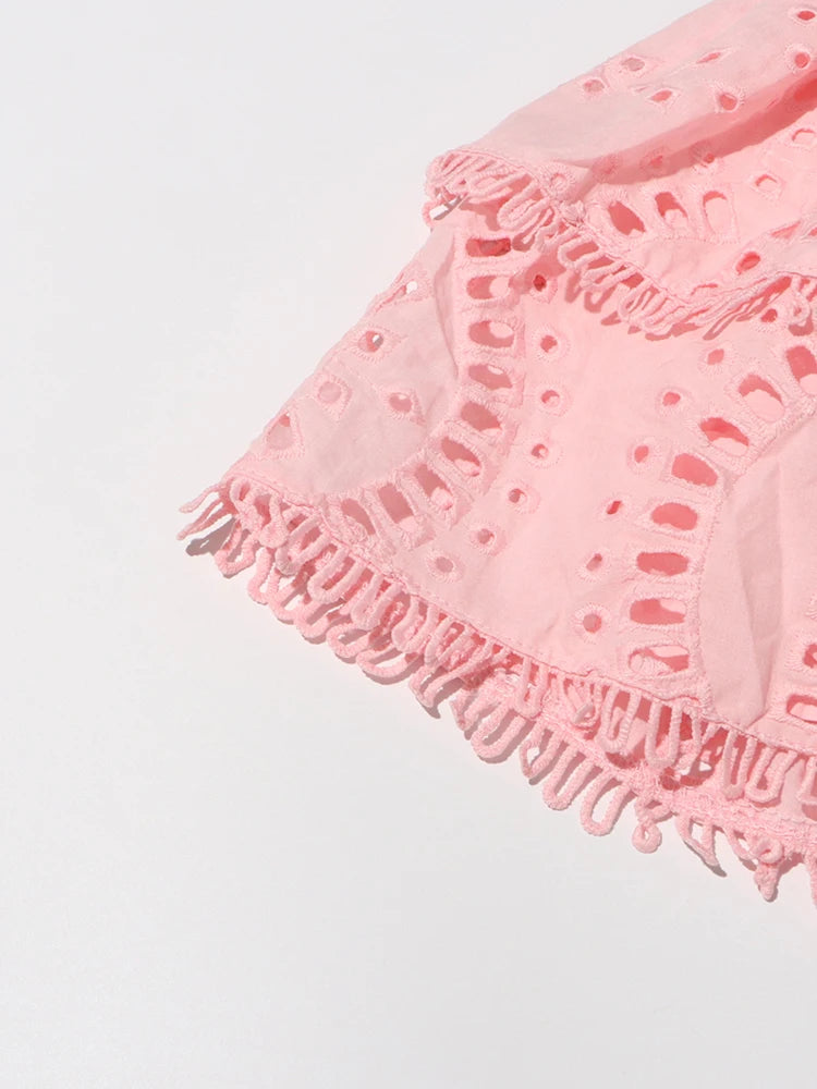 Twotwinstyle retalhos dobras vestidos casuais para mulheres sem alças sem mangas cintura alta oco para fora elegante vestido de emagrecimento feminino
