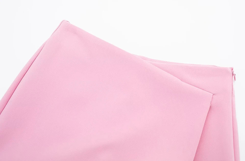 Trza moda feminina assimétrica pareo estilo auto sobreposição shorts saias vintage cintura alta zíper lateral feminino skort mujer