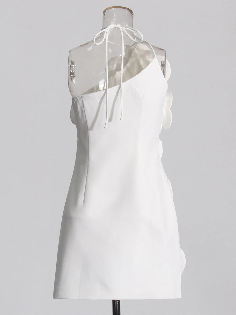 Twotwinstyle retalhos apliques mini vestidos para mulheres gola diagonal mangas emendadas rendas até vestidos de cintura alta feminino novo