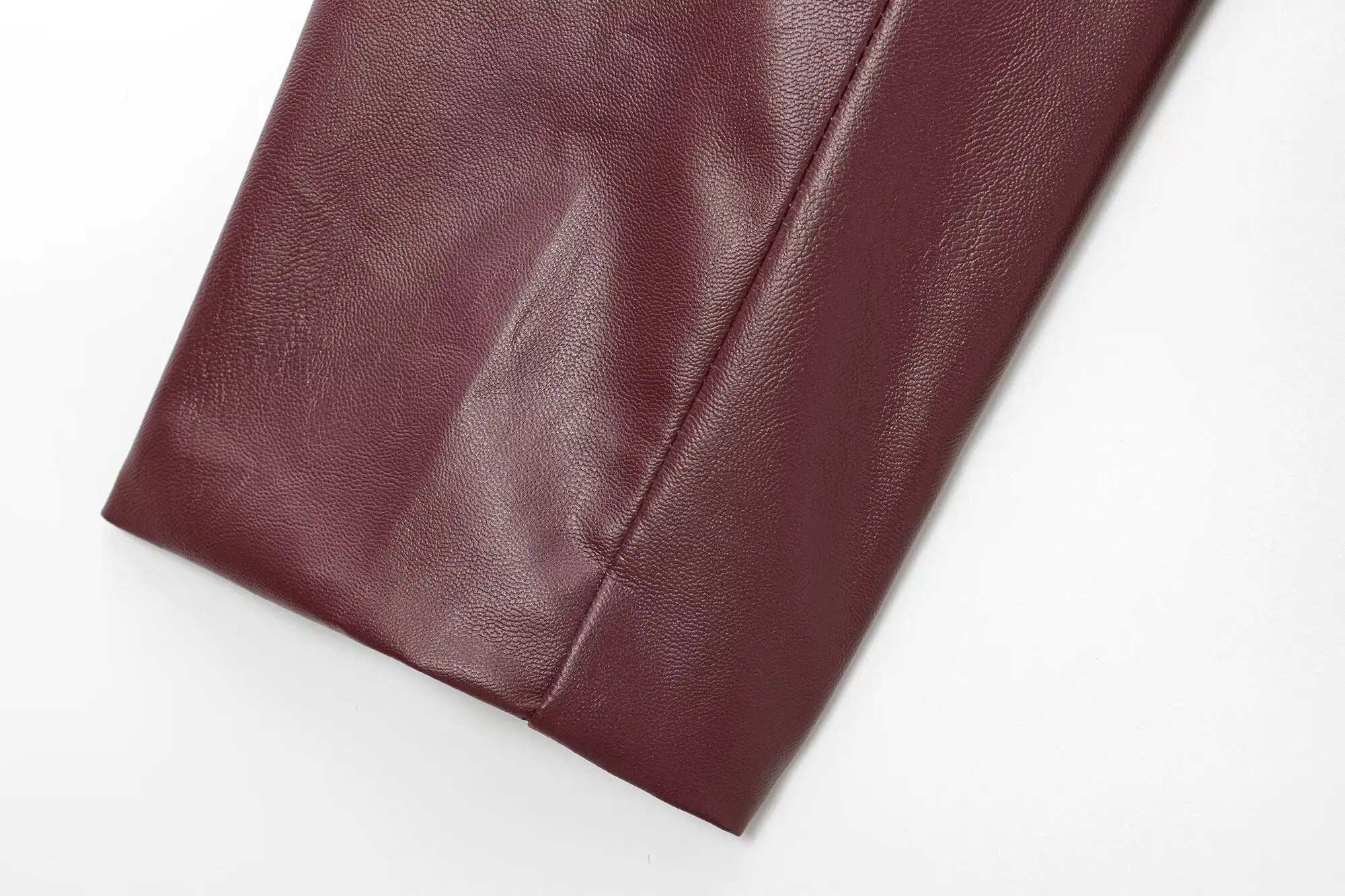 Trafza vinho vermelho couro falso jakcet moda outerwear engrossar zíper lapela casacos do plutônio outono inverno streetwear senhoras topos feminino