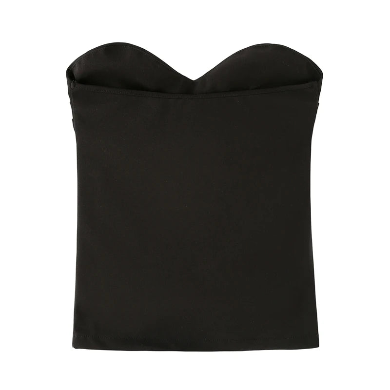 Traf mulher tanques & camis sem alças colheita topos para mulheres verão espartilho tubo superior ruched backelss sexy topos fora do ombro festa topo