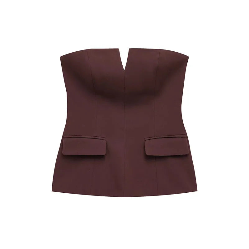 Elegante fora do ombro recortado tubo topos feminino fino sem costas sem mangas colete feminino 2025 verão senhora escritório sólido espartilho tanques novo